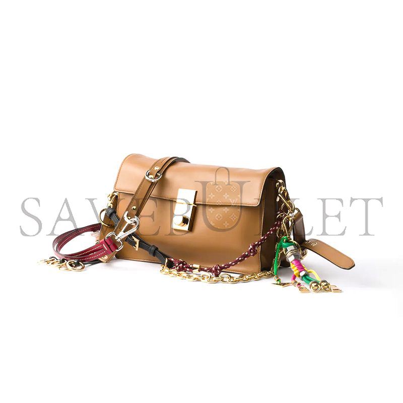PRADA SOFT SOUND SMALL LEATHER SHOULDER BAG WITH CHARMS 1BD379 (24*13.5*5cm) PRADA SOFT SOUND SMALL LEATHER SHOULDER BAG WITH CHARMS 1BD379 (24*13.5*5cm)